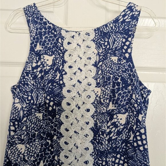 Lilly Pulitzer for Target Dress Womens Size 4 Blue Upstream Fish Shift Stretch - Picture 2 of 11